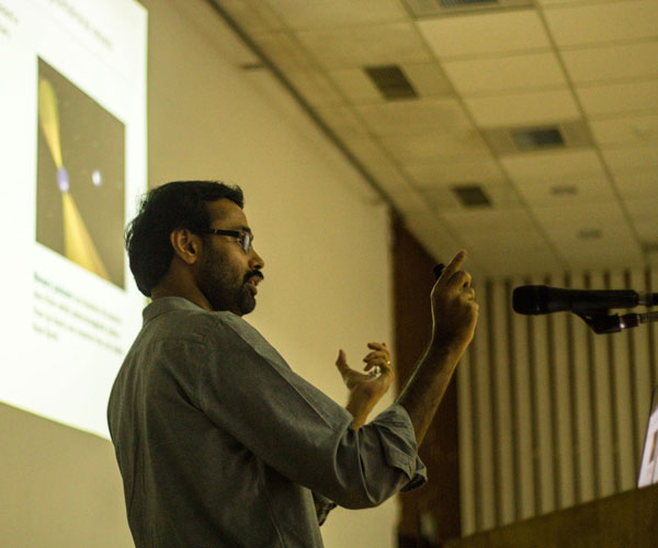 Ajith Parameswaran teaching the physics of gravitational waves. (Photo provided)